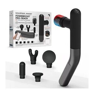 Sharper Image Powerboost Pro+ Reach Percussion Massager with 5 Attachments Black